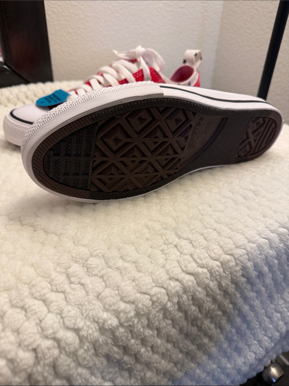 Kids Red Low-Top Canvas Sneakers with Star Heel Tabs - Picture 6 of 14